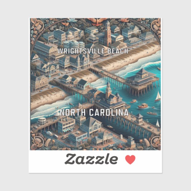 Wrightsville Beach North Carolina 3 Inch Vinyl Sti Aufkleber (Blatt)