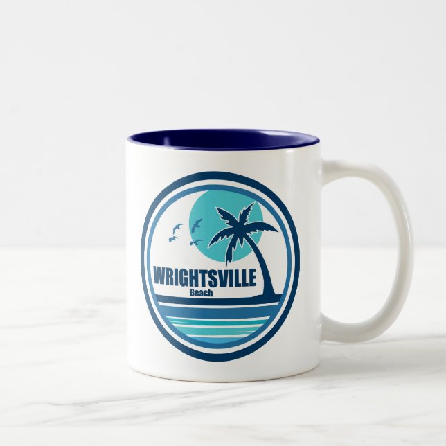 Wrightsville Beach North Carolina Palm Tree Birds Zweifarbige Tasse (Rechts)