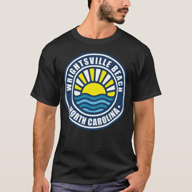 Wrightsville Beach North Carolina Retro Sunset T-Shirt (Vorderseite)
