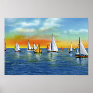 Wrightsville Beach North Carolina Segeln bei Sunse Poster