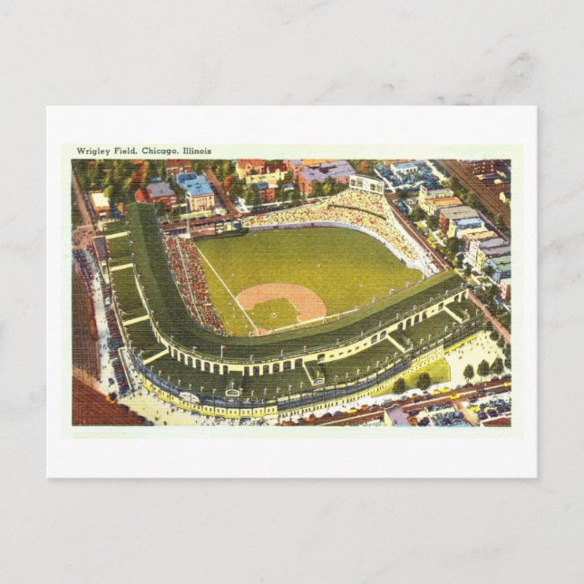 Wrigley Field, Chicago, Illinois Vintag Postkarte (Vorderseite)