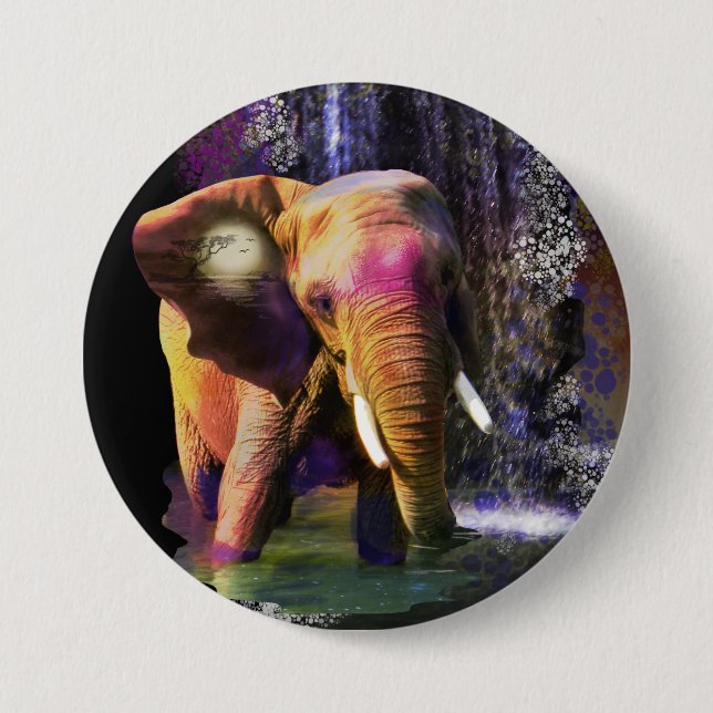 Wrinkly Wonders farbenfrohe Elephant Zoo Button (Vorderseite)