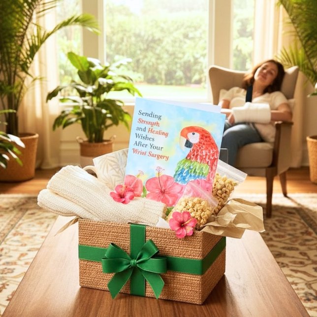 Wrist Surgery Healing Scarlet Macaws, Hibiscus Karte (Von Creator hochgeladen)