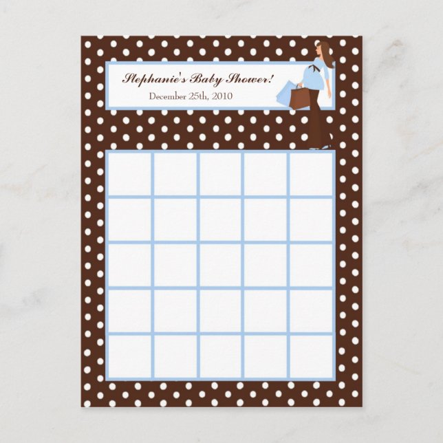 Writable Bingo Card Blue Mod Mama Polka Dots Einladungspostkarte (Vorderseite)