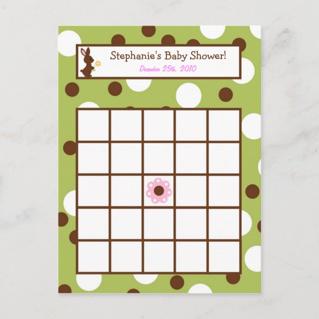 Writable Bingo Card Forest Friends Bunny Einladungspostkarte (Vorderseite)
