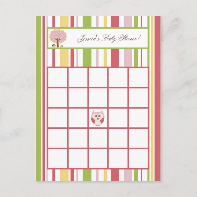 Writable Bingo Card Liebe and Nature Girl Woodland Einladungspostkarte (Vorderseite)