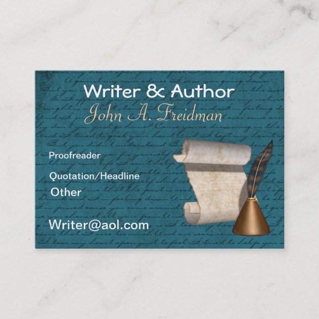 Writer/Author Business Card Visitenkarte (Vorderseite)
