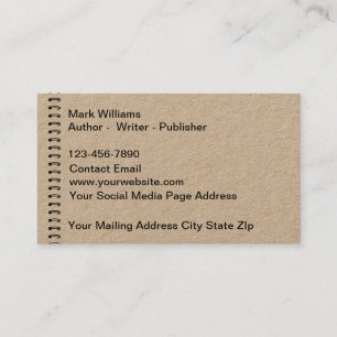 Writer Author Publisher Business Cards Visitenkarte