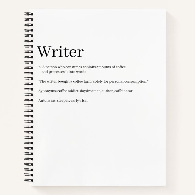 Writer Definition Notebook - Funny Notizbuch (Vorderseite)