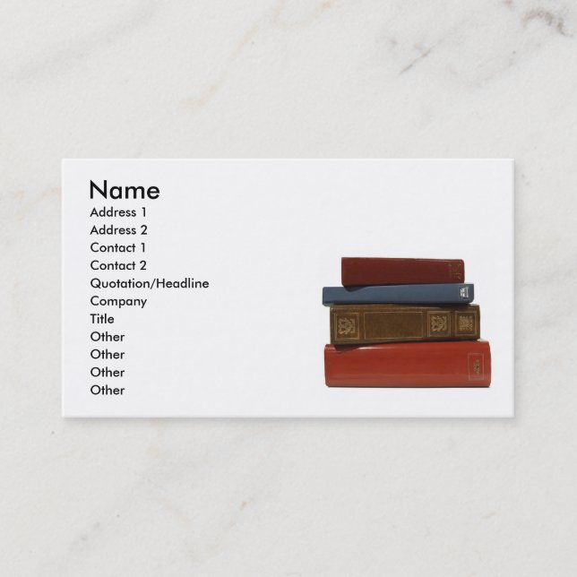 Writer Editor Author Novelist Book Business Card Visitenkarte (Vorderseite)