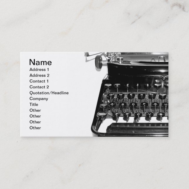 Writer Editor Author Novelist Book Business Card Visitenkarte (Vorderseite)
