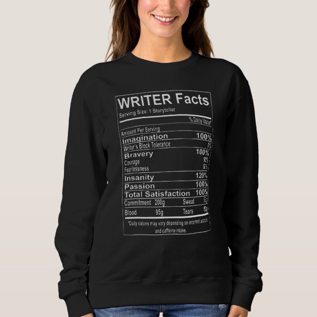 Writer Facts Write Author Writing Book Sweatshirt (Vorderseite)