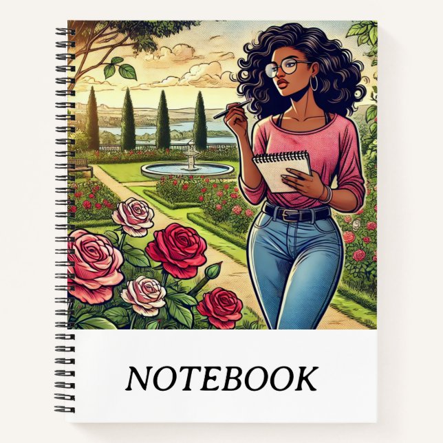 Writer in a Garden of Roses Spiral Notebook Notizbuch (Vorderseite)