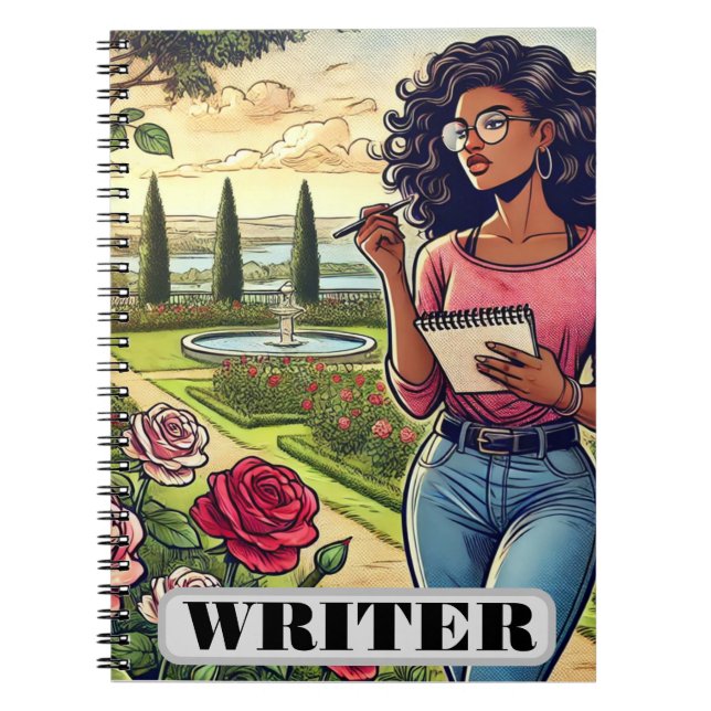 Writer in rose garden spiral notebook notizblock (Vorderseite)