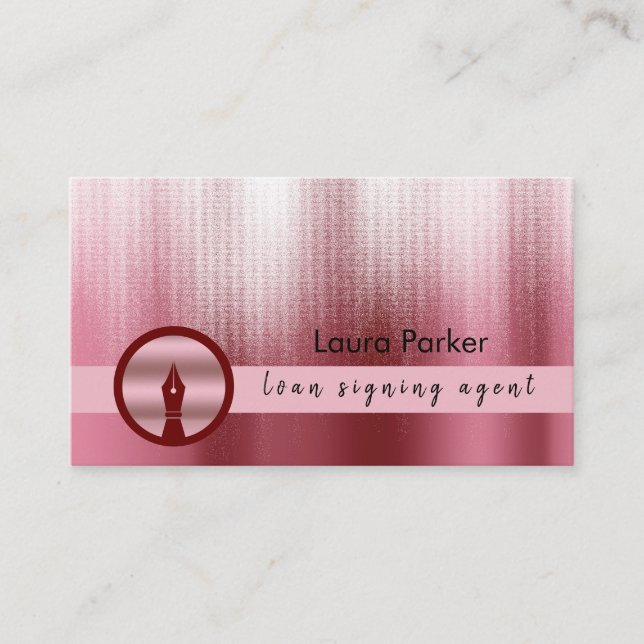 Writer Loan Signing Agent Nib Rose Gold Notar Visitenkarte (Vorderseite)