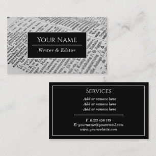 Writer Modern Typografy Classic Business Card Visitenkarte