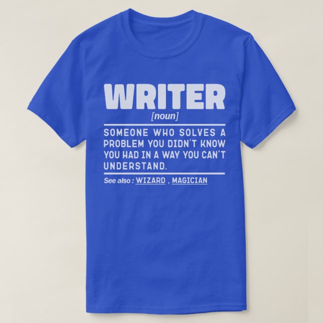 Writer Noun Definition Writing Lover Motivierend T-Shirt (Design vorne)