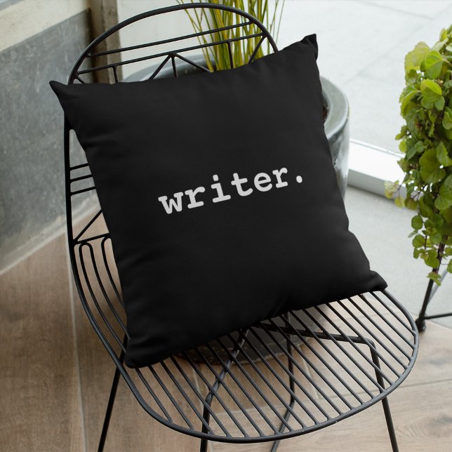 Writer Outdoor Black Pillow Kissen (Customize to change text size, style or color.)