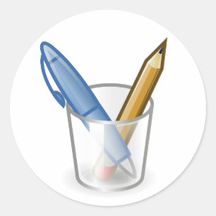 Writer Pen Pencil Cup Runder Aufkleber