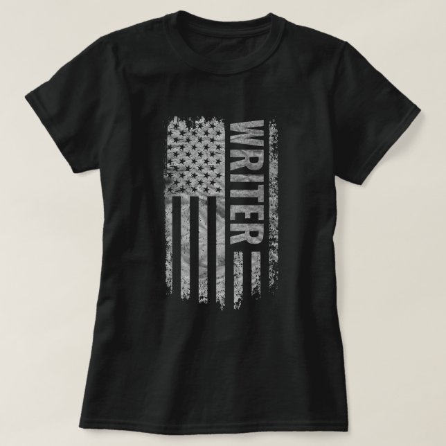 Writer USA Flag Distressed design T-Shirt (Design vorne)