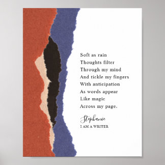 Writername Motivierend Gedicht Abstrakt Torn Paper Poster