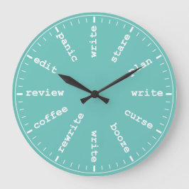 Writer's Clock - Humorischer Spaß in Aqua Große Wanduhr
