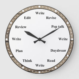 Writer's Clock - Writing Job Fun Faux Brown Wood Große Wanduhr
