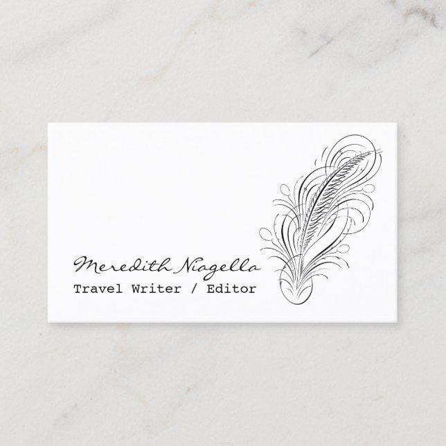 Writer's Quill Author Business Card Visitenkarte (Vorderseite)