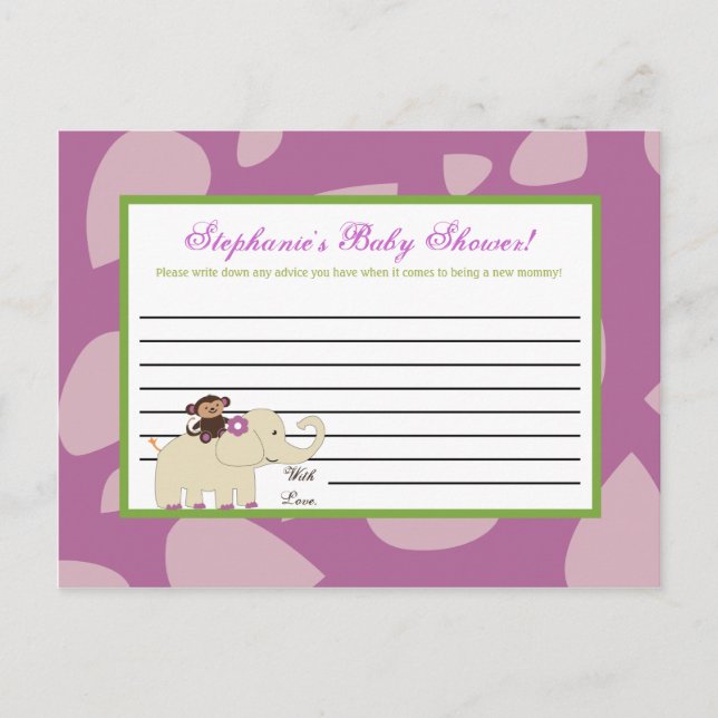 Writing Advice Card Jacana Lila Tiere Hinweiskarte (Vorderseite)