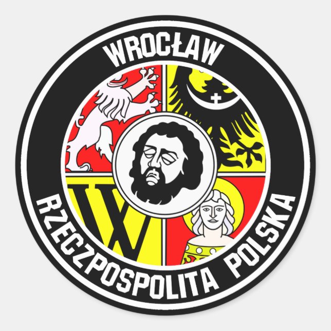 Wrocław-RundEmblem Runder Aufkleber (Vorderseite)