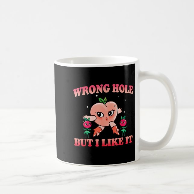 Wrong Hole Peach Naughty Cartoon Retro Adult Humor Kaffeetasse (Rechts)