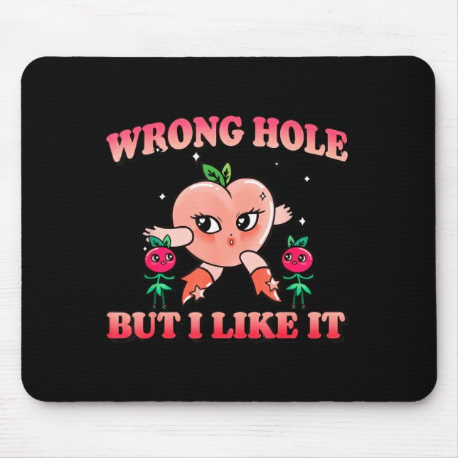 Wrong Hole Peach Naughty Cartoon Retro Adult Humor Mousepad (Vorne)