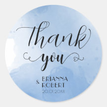 Wtercolor Blue Wedding Vielen Dank für Ihr Rundauf