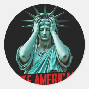 Wtf Amerika Statue der Freiheit Anti-Trump Politis Runder Aufkleber