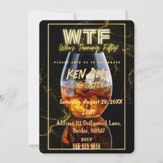 WTF Fifty Men's 50th Birthday Party Download Einladung