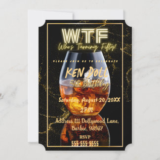 WTF Fifty Men's 50th Birthday Party Download Einladung
