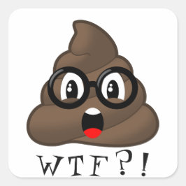 WTF Funny Kackte Emoji mit Brillenaufkleber Quadratischer Aufkleber