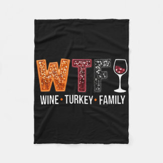 Wtf Wein Truthahn Familie Lustiges Erntedankfest 2 Fleecedecke