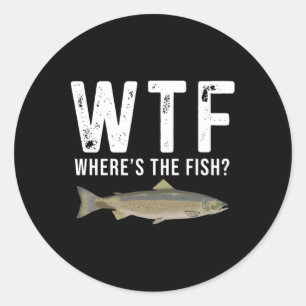 Wtf Wo ist der Fisch Lachs Funny Fishing Gaben Runder Aufkleber