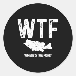 Wtf Wo ist der Fisch Largemouth B Funny Fishing Gi Runder Aufkleber