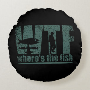 WTF Wo ist der Fisch Rundes Kissen