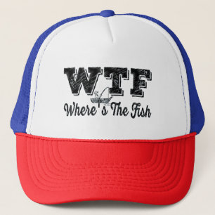 WTF Wo ist der Fisch - Vintage Fischer Humor Pun Truckerkappe