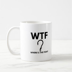 WTF Wo ist der Fish Funny Fishing Kaffeetasse