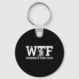 Wtf - Wo's Der Fisch Lustiges Angelgeschenk Schlüsselanhänger