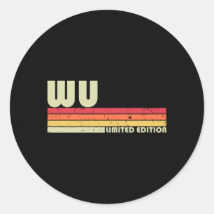 Wu Nachname Lustig Retro Vintage 80er 90er Geburts Runder Aufkleber