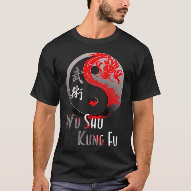 Wu Shu Kung Fu Red Dragon - Martial Arts Design T-Shirt (Vorderseite)