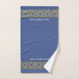 Wudu Turkish Floral Border Blue Personalized Wudhu Handtuch