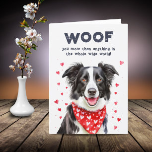 Wuff dich mehr als Border Collie Herz-Bandana Feiertagskarte