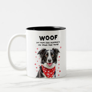 Wuff dich mehr als Border Collie Herz-Bandana Zweifarbige Tasse