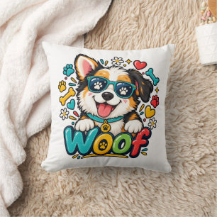 Wuff Süßer Welpe Hund Pfotenabdruck Herz Kissen